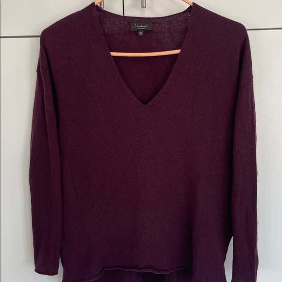 😊 _Babaton Wool Linen Blend V-Neck Sweater - Deep Burgundy  • Size Small - Picture 11 of 15